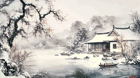 工笔手绘雪景图