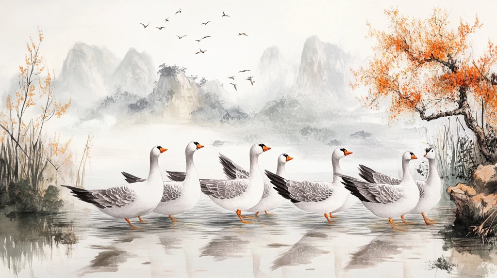 新中式山水仙鹤背景墙