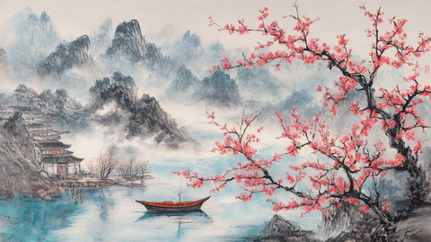 红梅山水