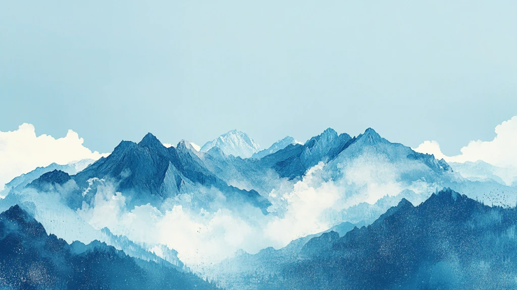 蓝调水墨群山
