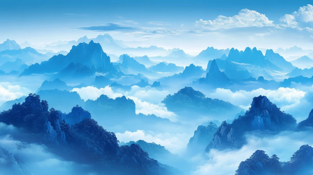 山峰云雾电视墙背景墙