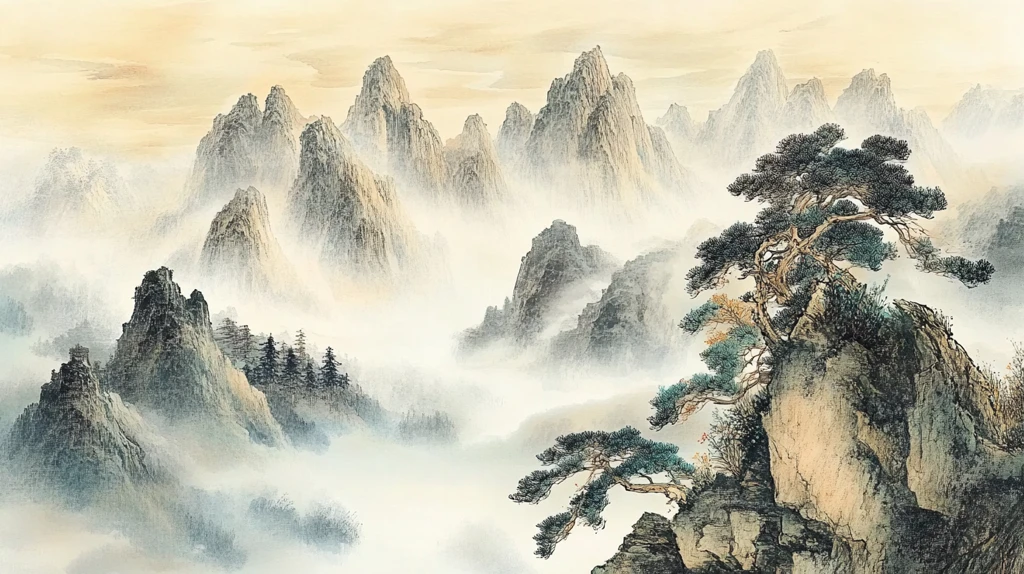 迎客松壁画挂画壁纸