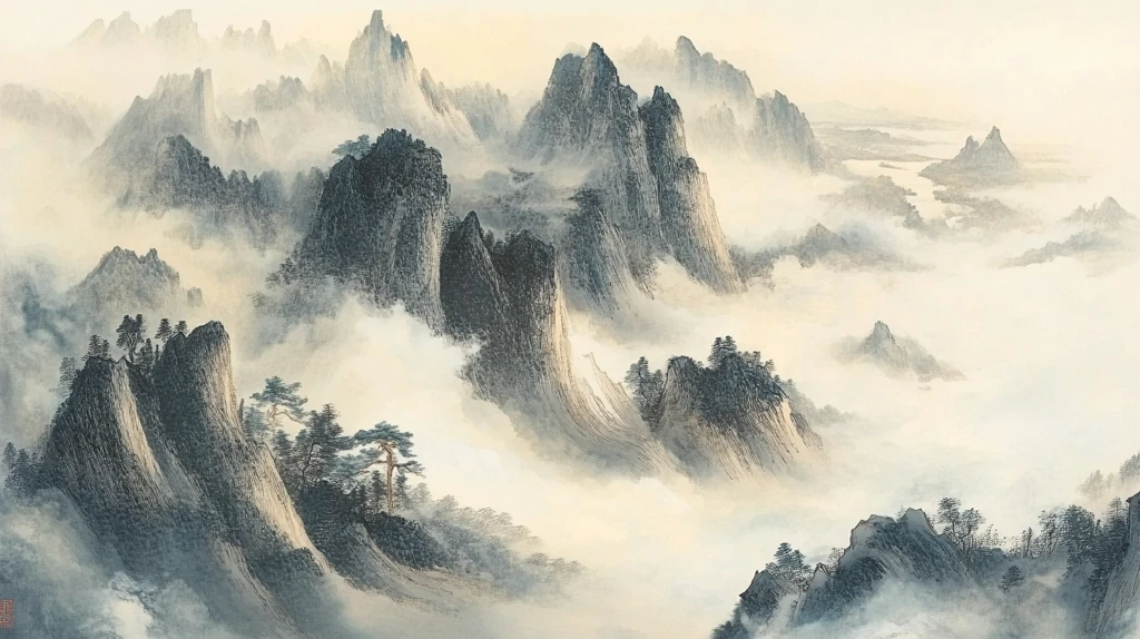 高山烟云客厅挂画