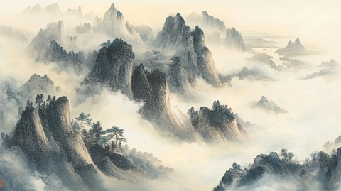 高山烟云客厅挂画