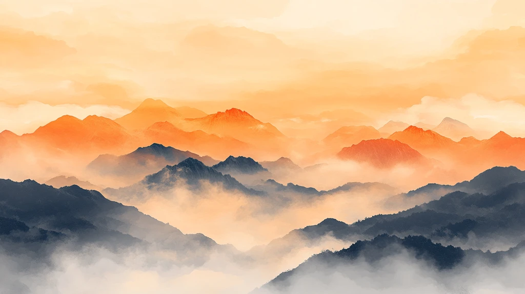 意境水墨群山晕染