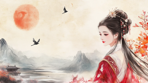 红衣少女设计古风