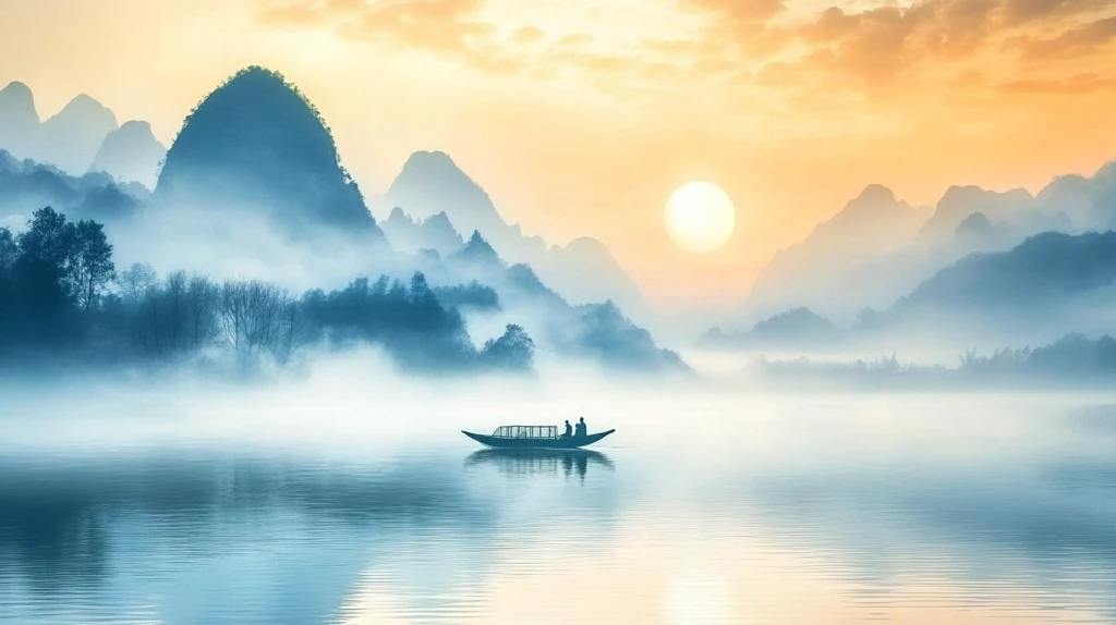 大幅高清山水日出