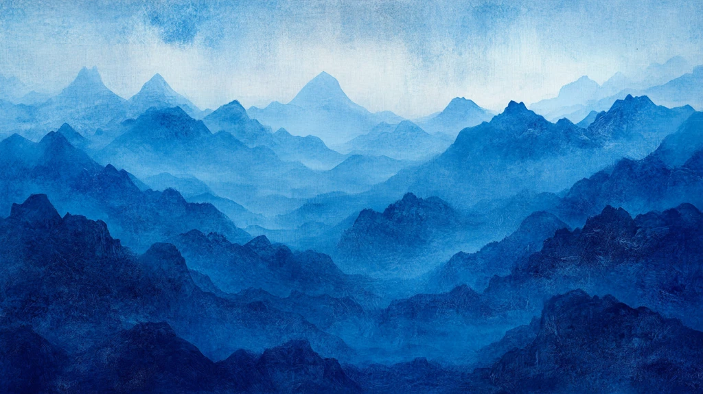 蓝调水墨群山