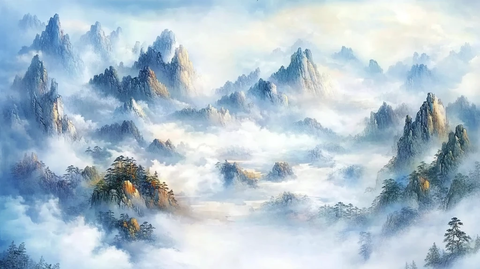 水墨数字画山水画壁纸