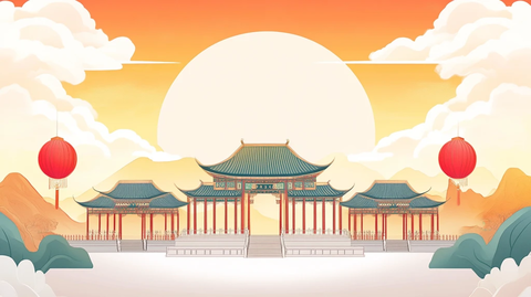 中秋建筑插画