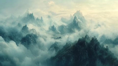 云雾缭绕仙山梦境