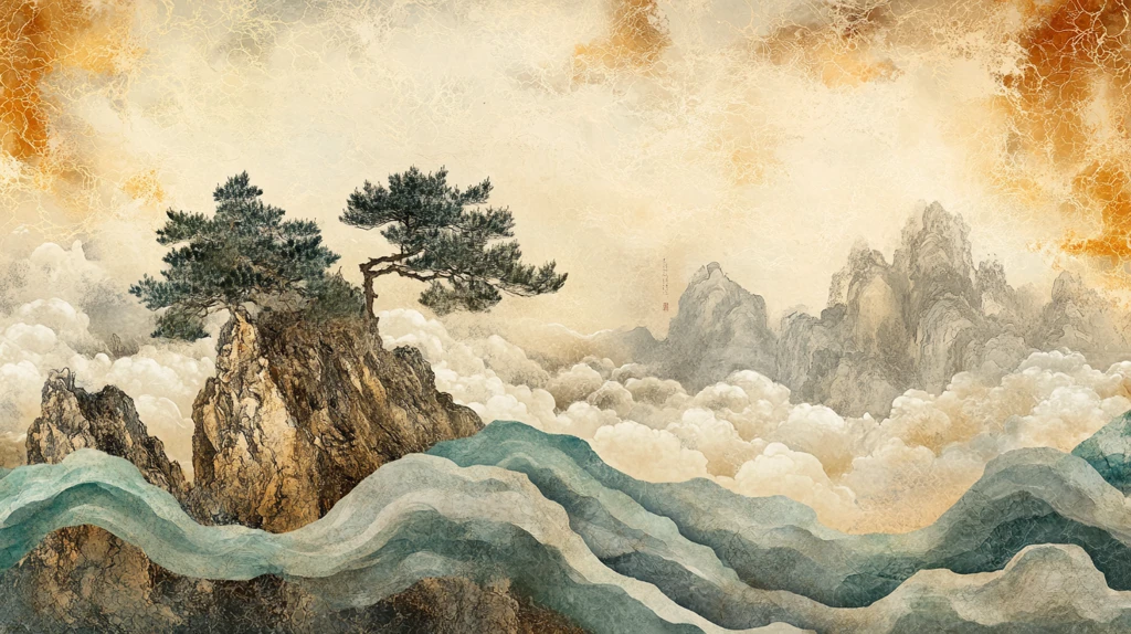 迎客松水墨山川