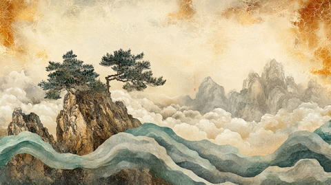 迎客松水墨山川