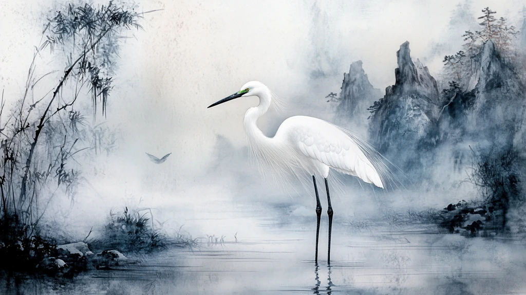 白鹭水鸟客厅背景画