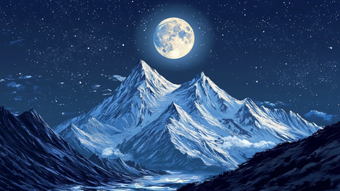 雪山月夜