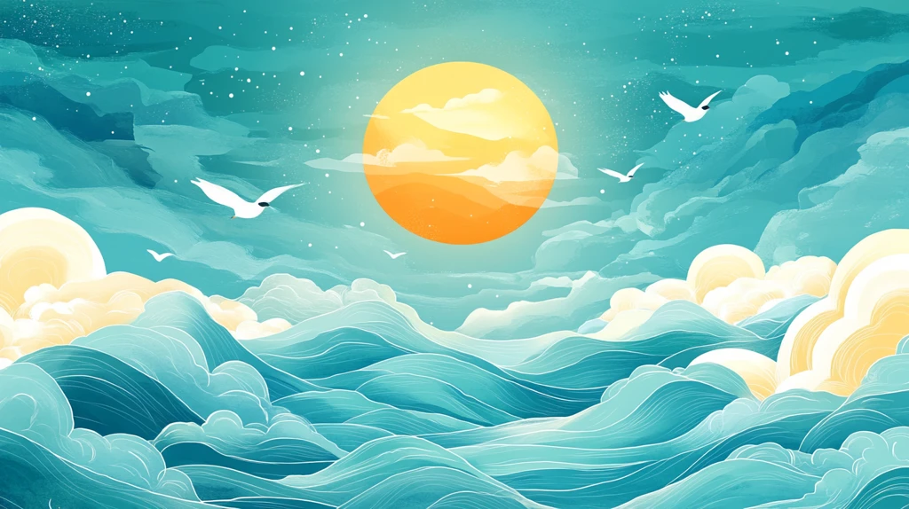 古风海浪包装插画