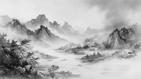 大画幅高清中式水墨山