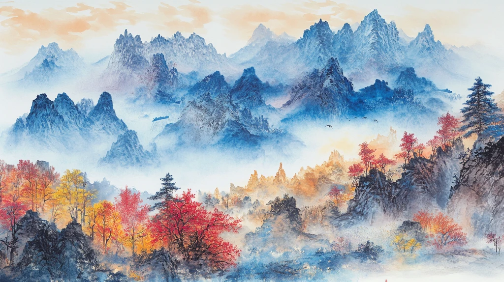 秋色山水画