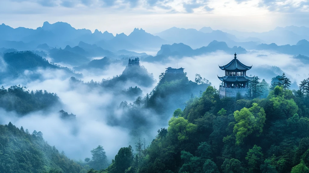 云雾缭绕仙山梦境