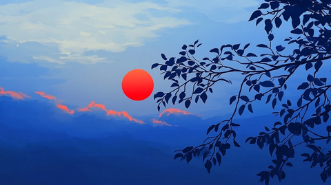 插画红日