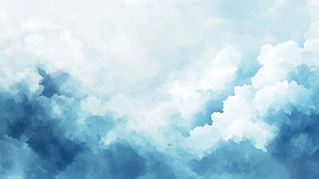 蓝色白云水彩背景
