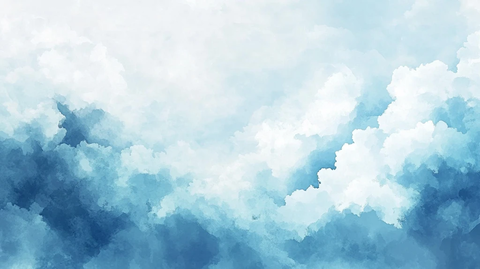 蓝色白云水彩背景