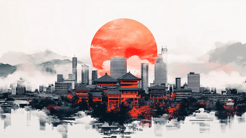 水墨城市禅风城市