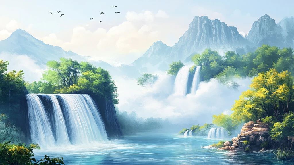 高清瀑布背景墙壁纸