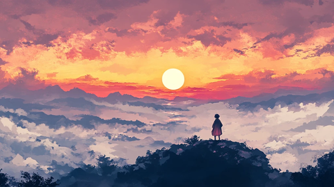 看日出插画