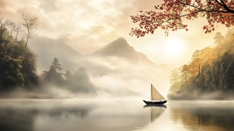 大幅高清山水日出