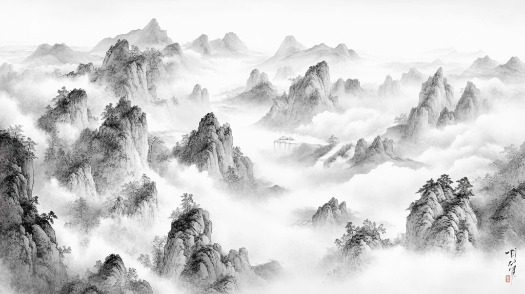 意境巨幅水墨山