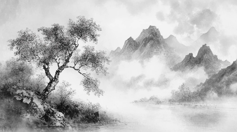 烟墨意境山水画