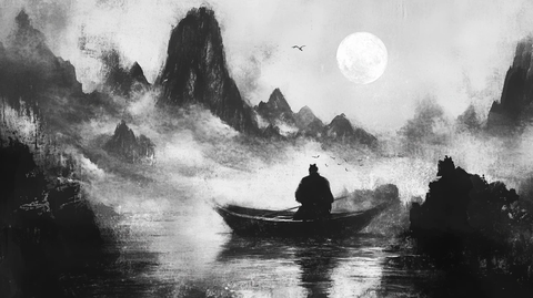 水墨孤舟