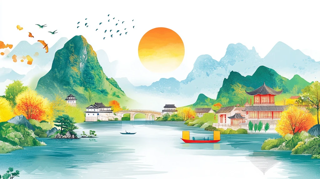 江南香山风景区插画