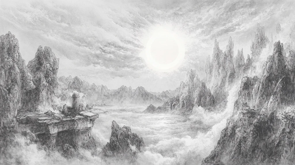 天界晓钟风景插画