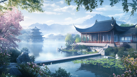 新中式楼阁皇宫山水