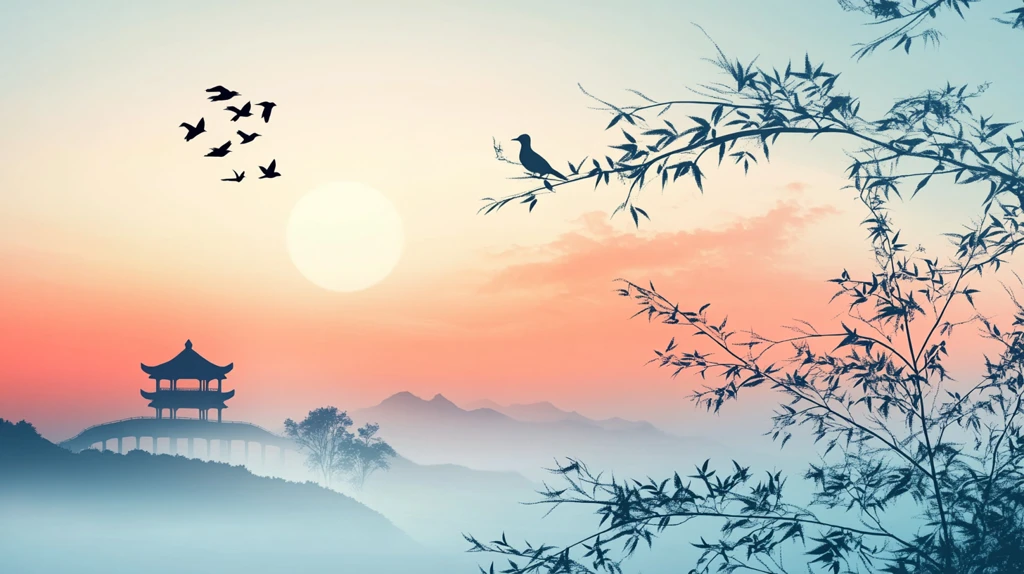 仙鹤楼阁古风山水画