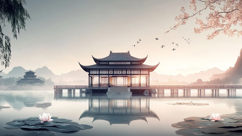 山水楼阁雅致意境风