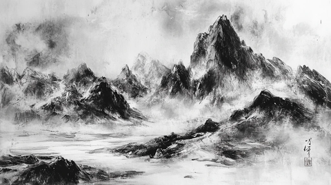 意境巨幅水墨山