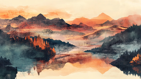 唯美意境彩墨山水