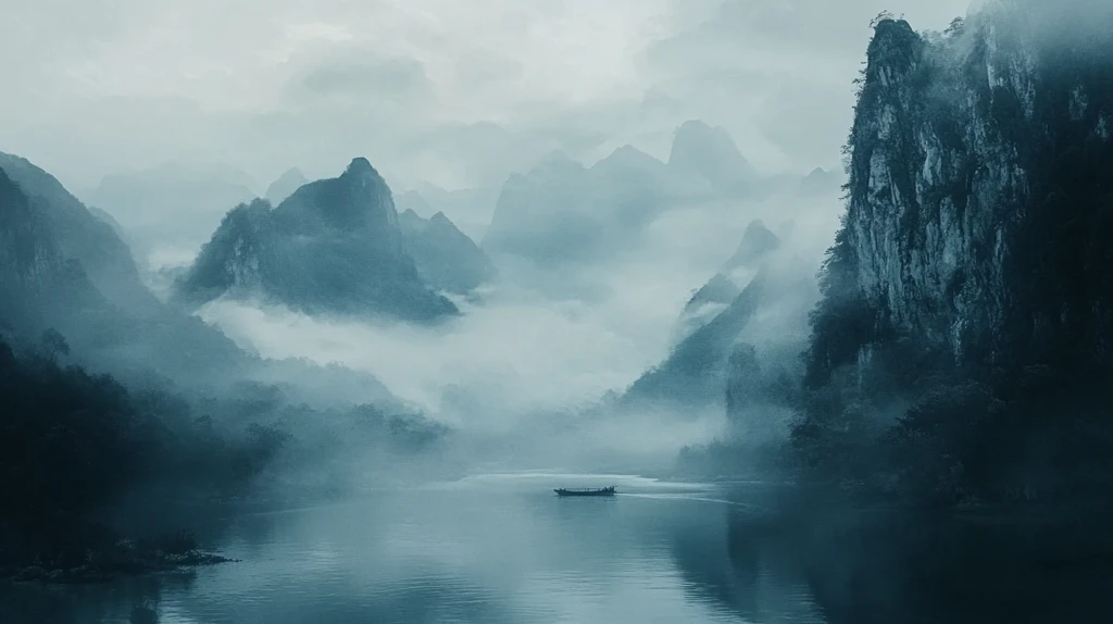 蓝色梦幻山水风情