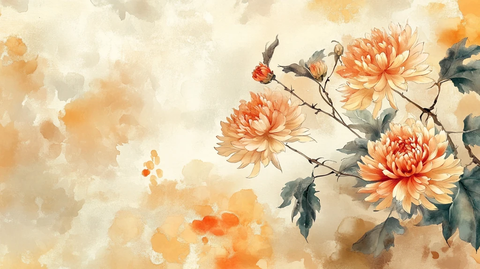 水彩牡丹手绘花鸟壁画