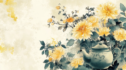 工笔菊花茶花图