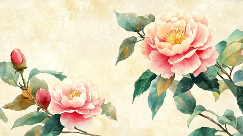 手绘牡丹花鸟壁画