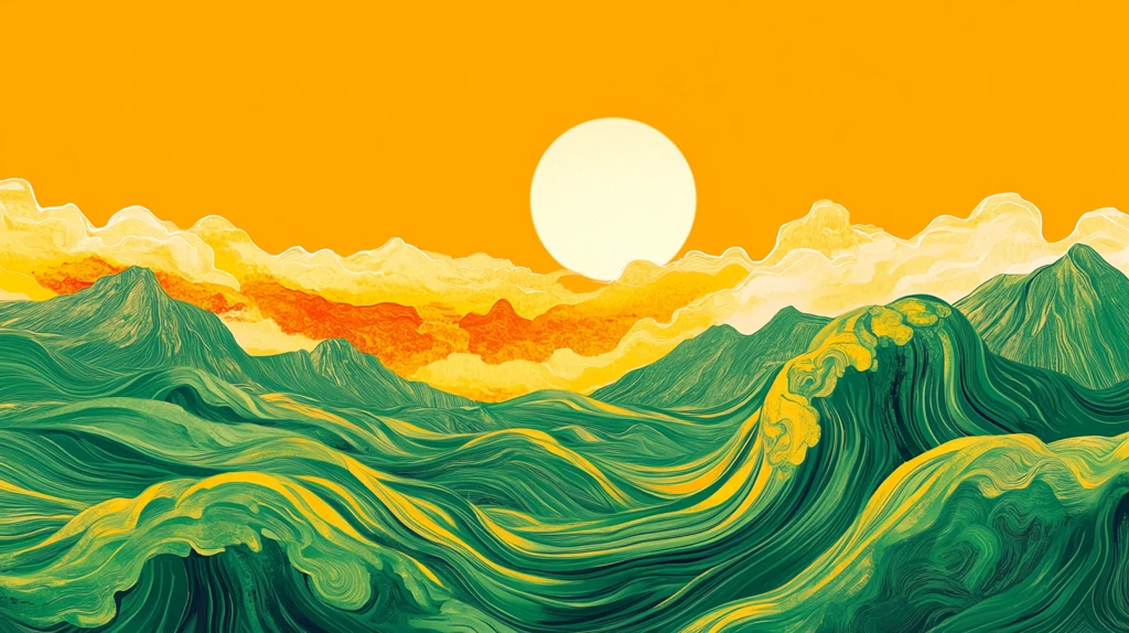 高端山水线包装插画