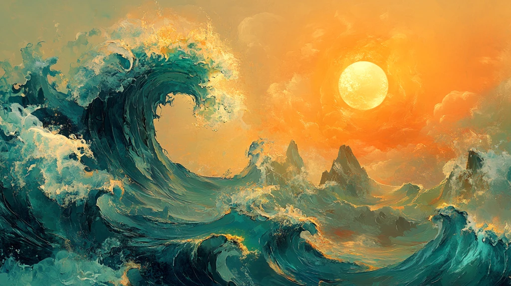 古风海浪包装插画