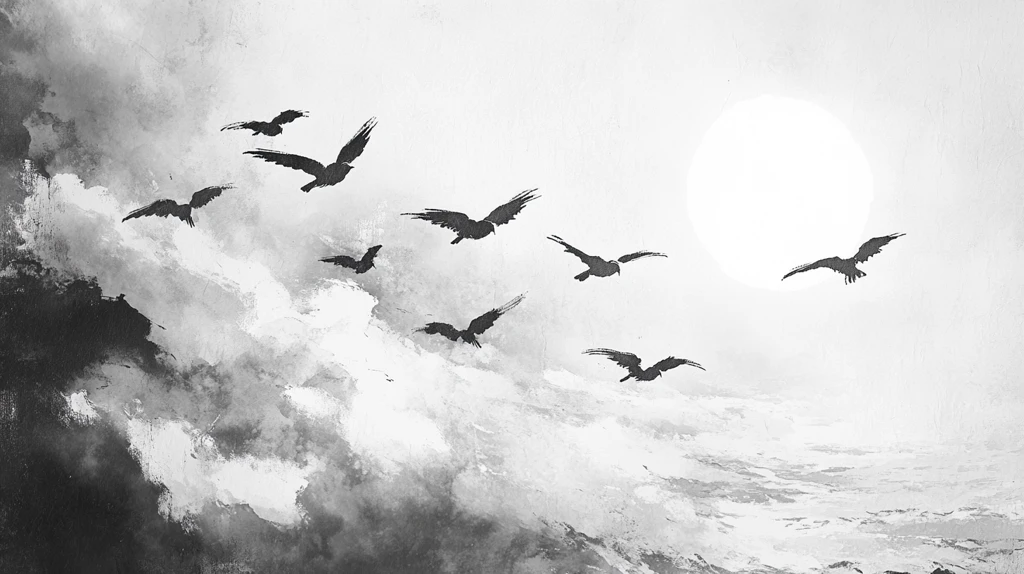 烟雾禅意数字水墨仙鹤