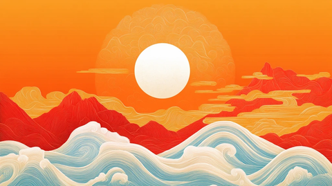 插画红日