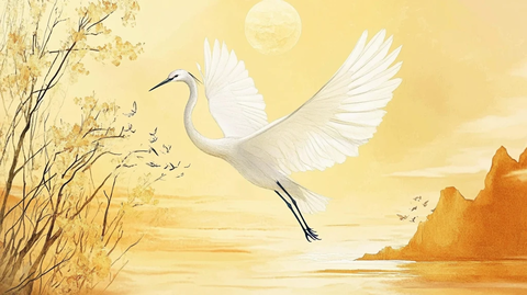 旭日东升仙鹤插画