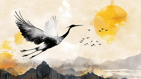 仙鹤水墨背景
